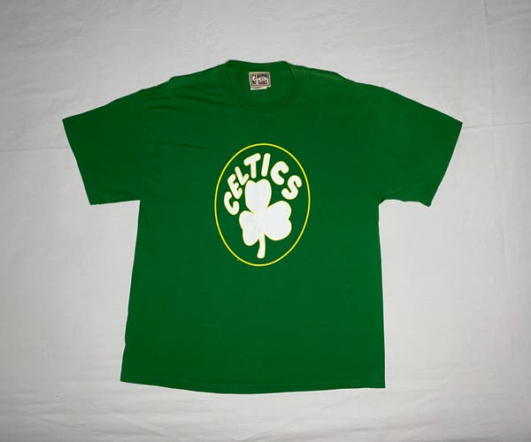 Larry Bird Celtics Shirt Large Majestic Hardwood Classics NBA Tee L Green Boston