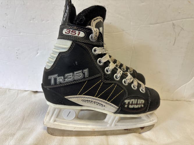 Black/White Tour TR-351 Hockey Skates Regular Width Size 1 (Used)