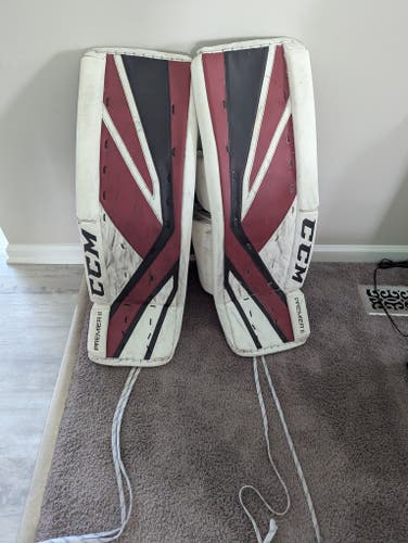 CCM Premier II Pro Goalie Leg Pads 34+2 - Maroon / Black / White - LeFevre Pro Spec