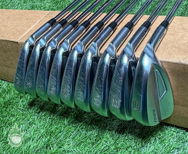 Used Right Handed Ping Green Dot i525 Irons 3-PW/UW R300 Regular Steel Golf Set