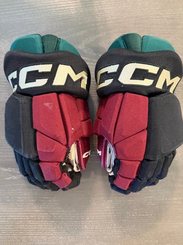 CCM HGTK Tacks Pro Stock Hockey Gloves 14” Black COYOTES 37406