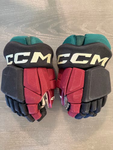 CCM HGTK Tacks Pro Stock Hockey Gloves 13” Black COYOTES 37517