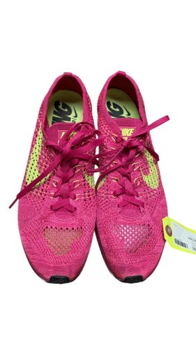 Nike Flyknit Racer Running Shoes - Pink/Yellow - Size 9