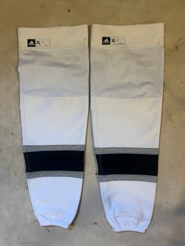White LA Kings Away Senior XL Adidas Socks Pro Stock