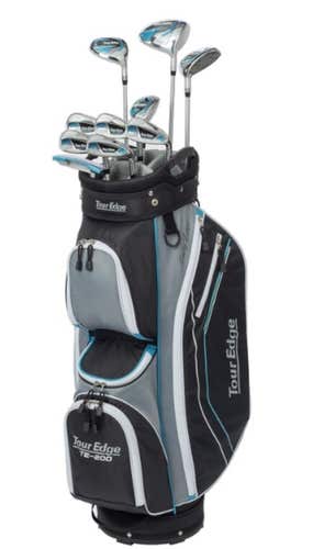 Tour Edge TE-200 Lady Edge Complete Set (11pc, Silver/Blue, Cart Bag) Petite NEW