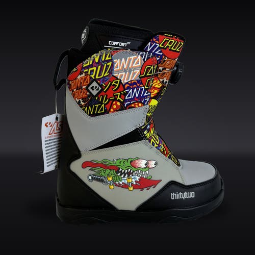 NEW 2023 ThirtyTwo Youth Lashed BOA Santa Cruz Snowboard Boots - Grey/Black - Kids' Size 6.0