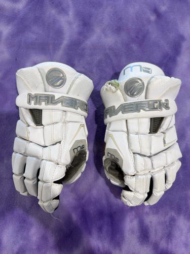 White Maverik M4 Lacrosse Gloves (Used)