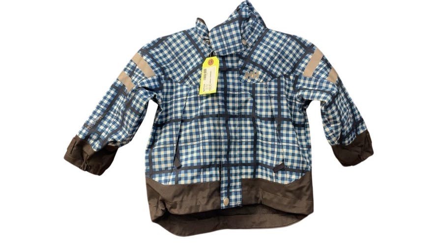 Helly Hansen Junior Plaid Blue Rain Jacket - Size JR 2