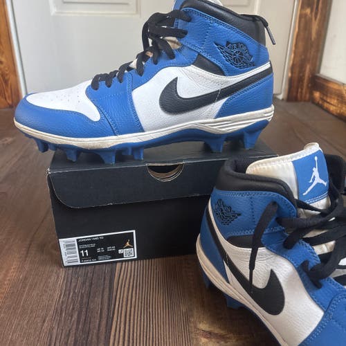 Blue Men's Size M 11.0 (W 12.0) Adult Jordan 1 Mid Molded Cleats (Used, like new)
