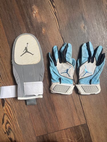 Baby blue Air Jordan youth batting gloves and Sliding Mitt (Used)