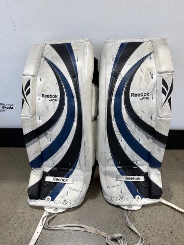 White 26" Junior Reebok 7k Goalie Leg Pads (Used)