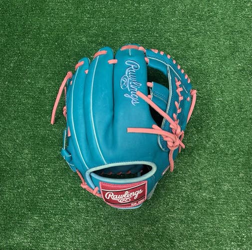 Rawlings Heart of the Hide 11.5" Infield Baseball Glove - Teal Pink Sky Blue