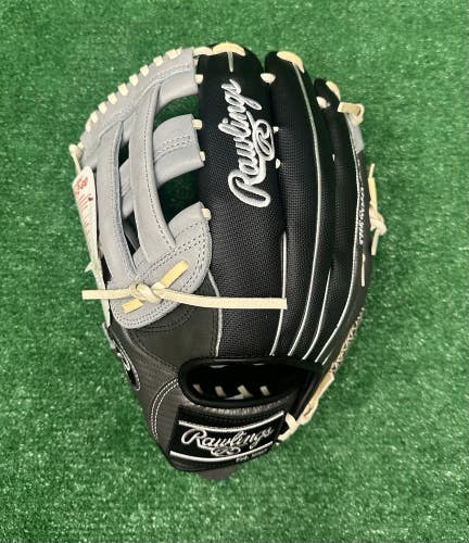 Rawlings Heart of the Hide 12.75" Left Handed Outfield Baseball Glove Black Grey