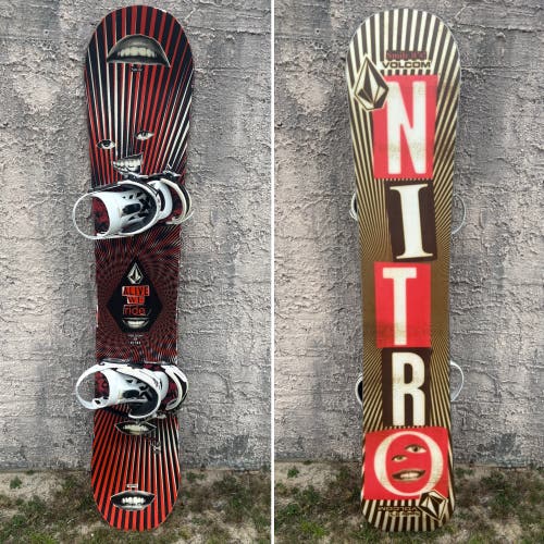 158cm Volcom x Nitro Beast Snowboard with Ride Bindings and Volcom goggles