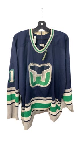 CCM Mike Liut Hartford Whalers Hockey Jersey - Size XL. *as is small holes in the lower half*