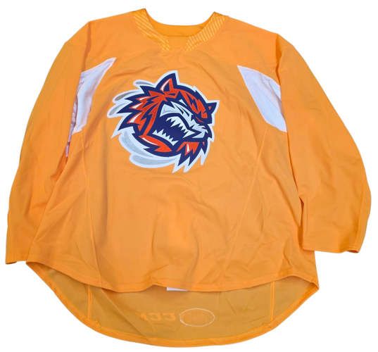 CCM Custom Pro Stock Hockey Practice Jersey Sound Tigers AHL Yellow 60 Used (15817)