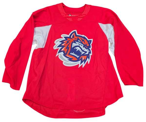 CCM Custom Pro Stock Hockey Practice Jersey Sound Tigers AHL Red 60 Used (15818)