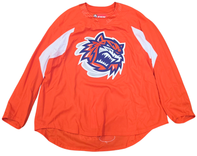 CCM Custom Pro Stock Hockey Practice Jersey Sound Tigers AHL Orange 60 Used (15819)