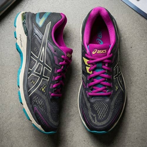 ASICS GT-2000 8 Womens Size 7.5 Running Shoes Black Pink Teal Stability Sneaker