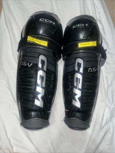 CCM ASV Shin Guards Senior 14 Inch Black Hockey Shin Guards