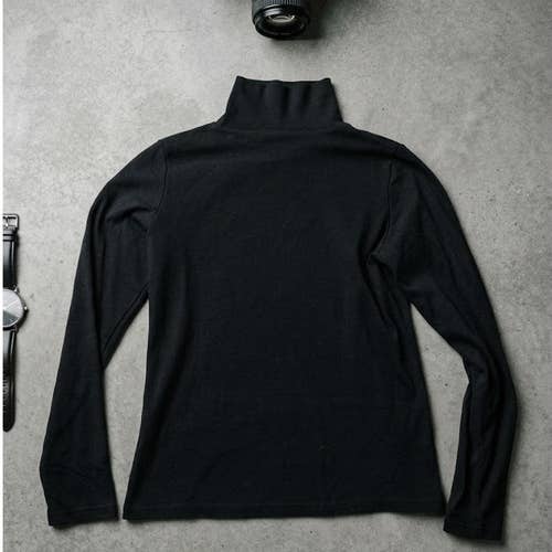 NYC Image Womens S Black Mock Neck Long Sleeve Base Layer Athletic Top Spandex