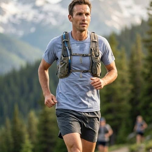 Alo Yoga Men's Minimalist Short Sleeve T-Shirt Medium Blue Grey Heathered