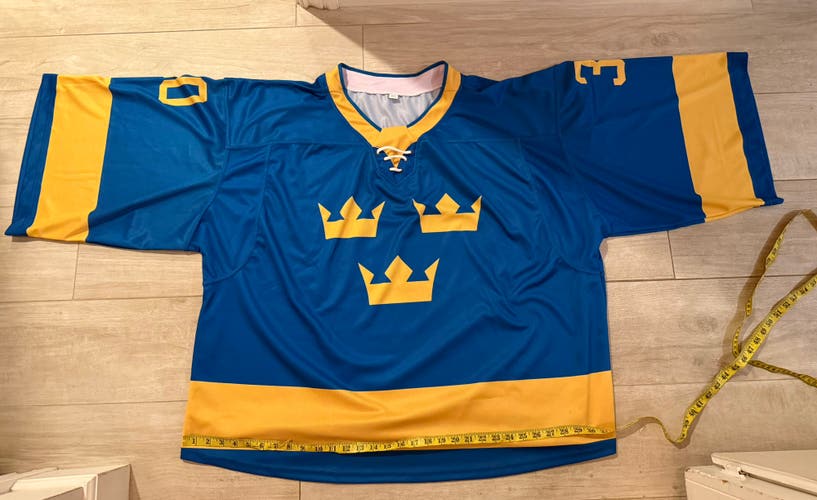 Blue & Yellow Goalie Cut Jersey (New): Three Crowns