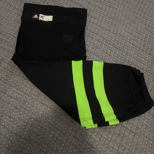 Adidas NHL Pro Stock Ice Hockey Socks Adult XL+ Black with Neon Green New