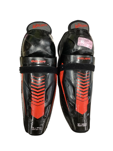 Used Bauer LIL SPORT Junior Shin Guards Black 12" 11613-S000187306