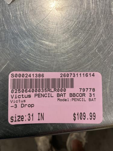 Used Victus PENCIL BAT BB/SB High School -3 Bat 31" 11614-S000241386