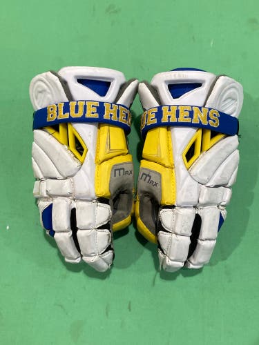Used Large Maverik Max Lacrosse Gloves 13" | UNIVERSITY OF DELEWARE PLAYER ISSUED