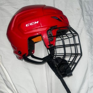 CCM FL90 hockey helmet Senior Large Red D30 Protection Worn Once Great Condition