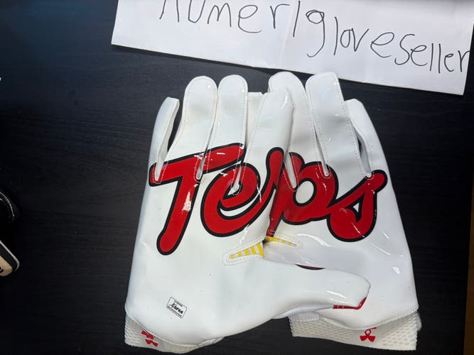 White Maryland Terps XL Adult Under Armour Blur Gloves (New)