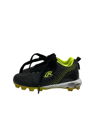 Used Rawlings Youth 11 BB/SB Cleats Black And Optic Yellow 11692-S000155325