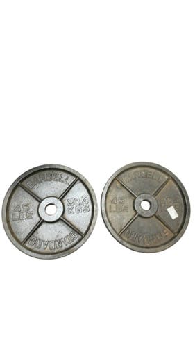 Pair of 45lb Standard Barbell Cast Iron Weight Plates