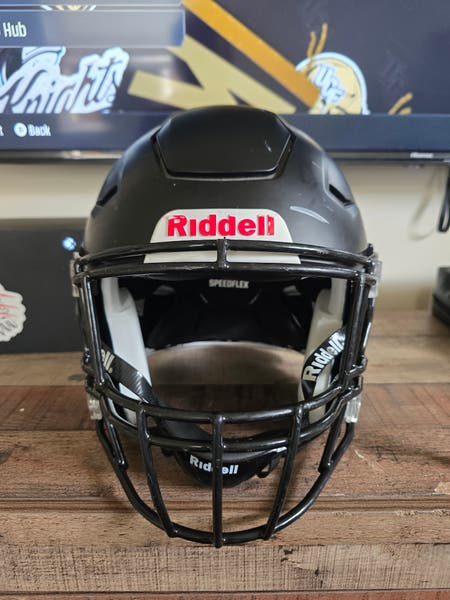 all black football helmets Matte Blank Riddell Revolution Speed Mini Helmet (Decorative Mini Helmet - NOT Wearable a D3O fitment kit for an adjustable fit that provides additional protection Guardian Cap XT 2.0 (Football)
