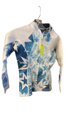 Blue and White Star Pattern Long Sleeve Wetsuit Top - Size Medium