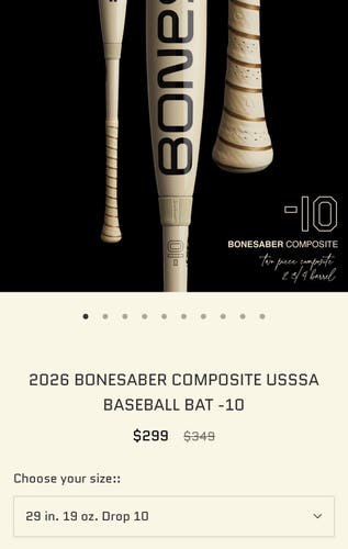 2025 Warstic Bonesaber Composite USSSA Certified Bat (-10) 19 oz 29" (Used)