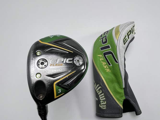 LEFTY Callaway EPIC Flash Sub Zero 3 Fairway 15* HZRDUS Smoke Black Stiff LH HC