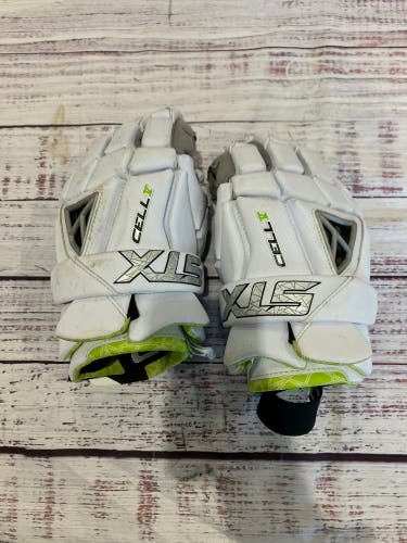 White Medium STX Cell V Lacrosse Gloves (Used)