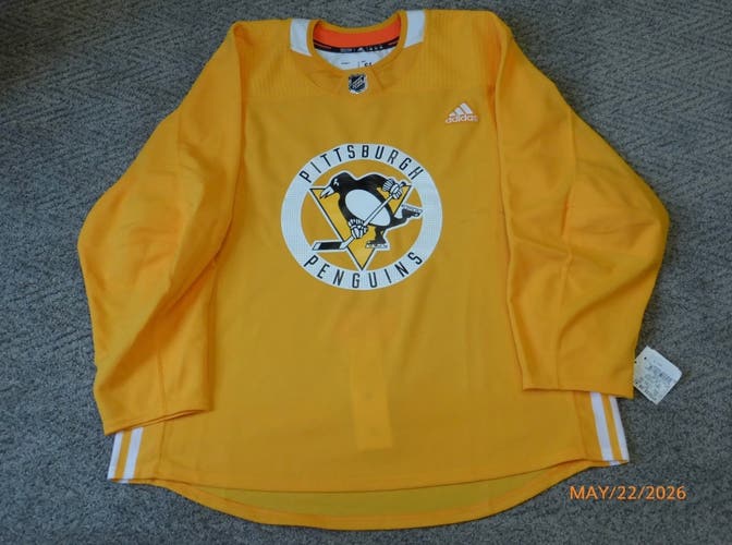 NHL PITTSBURGH PENGUINS Yellow Goalie Cut Men's Adidas Jersey (New)