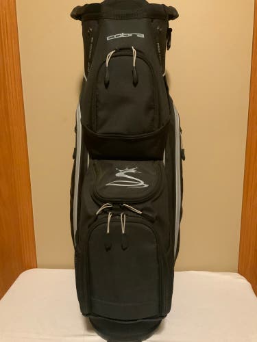 Mint Condition Cobra Golf Cart Bag (Black) with 14 Top Dividers and Rain Hood