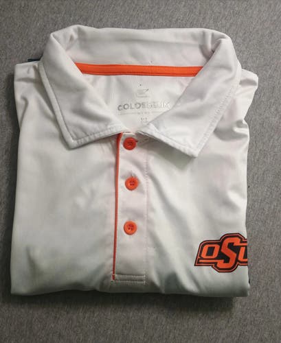 Oklahoma State Cowboys (OSU) Polo Mens XL Colosseum White Black Fade Shirt