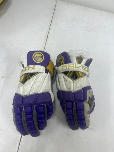 Maverik Lacrosse Gloves Custom gold + purple