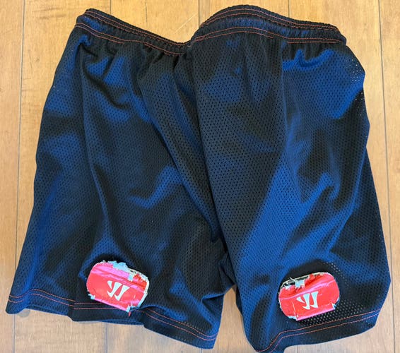 Warrior Senior XL Loose Mesh Jock Shorts with Removable Cup and socks lock tabs- Black (Used)