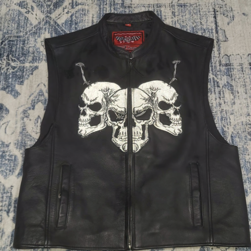 FIRST RACING LEATHER VEST MENS SIZE MEDIUM