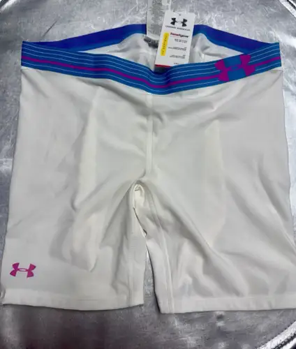 Under Armour Women’s HeatGear Padded Fitted Compression Shorts XL NWT White