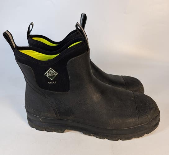 Muck Chore Classic Ankle Boots Men's Black Round Toe Pull On Waterproof Size: 14