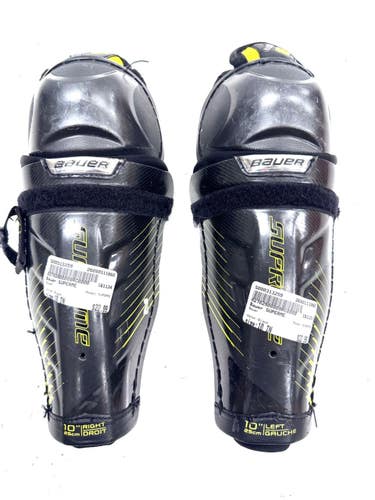 Used Bauer SUPERME Intermediate Shin Guards Black 10" 11860-S000313259