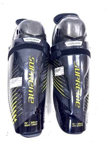 Used Bauer SUPREME Senior Shin Guards Black 15" 11860-S000313238